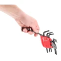 Facom 7-Piece Torx Key Set, L Shape, Long Arm Carbon Silicon Steel, Phosphate Finish 89SR.J7PB