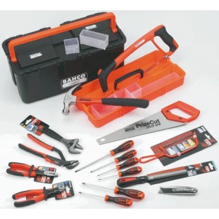 Bahco 16 Piece Engineer Tool Kit with Screwdriver, Wrenches, Hammer, Saw, Knife in Storage Box 4740