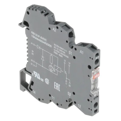 ABB R600 Series Electromechanical Interface Relay, DIN Rail Mount, 5V dc Coil, SPDT, 6A 1SNA645034R2300 RB121P-5VDC
