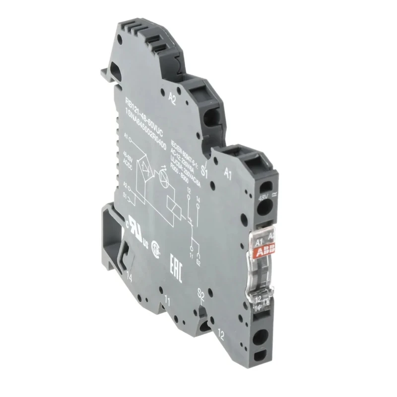 ABB R600 Series Interface Relay, DIN Rail Mount, 48V AC/DC Coil, SPDT Contact, 9mA Coil 1SNA645002R0400 RB121-48-60VUC