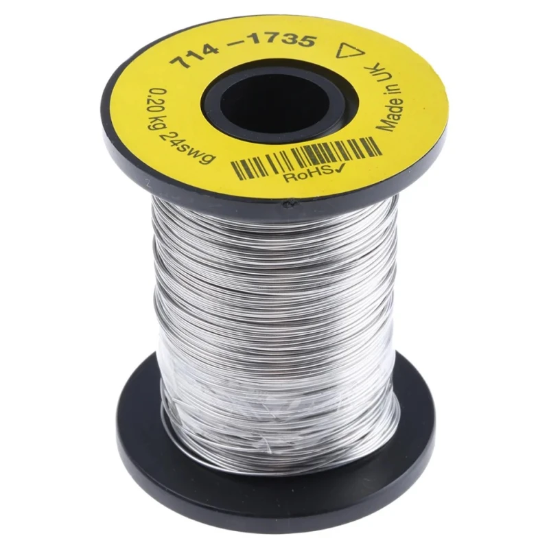 RS PRO Silver Hook Up Wire 0.56 mm Outside Diameter, 98 m Length, Nickel Chrome Conductor, Maximum Operating 714-1735