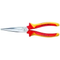 Gedore VDE 8132-200 H Long Nose Plier Long, Flat-Round 200mm Overall, Stainless Steel, Chrome Finish, VDE/1000V Approved