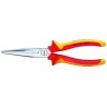 Gedore VDE 8132-200 H Long Nose Plier Long, Flat-Round 200mm Overall, Stainless Steel, Chrome Finish, VDE/1000V Approved