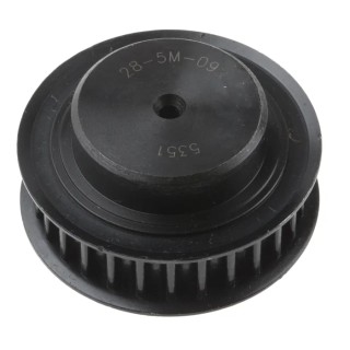 RS PRO Steel Timing Belt Pulley 9 mm Width 5 mm Pitch 28 Tooth PB PULLEY 5M-09MM 28T