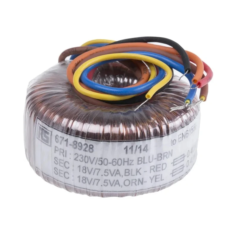 RS PRO 230 V AC Toroidal Transformer 2 x 18 V 15 VA VDE0570 Class II IEC61558 Class II EN61558 Class II 671-8928