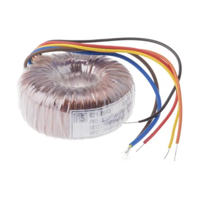 RS PRO 230 V AC Toroidal Transformer 2 x 15 V AC 1A 30 VA Low Noise 60 Hz 671-8943