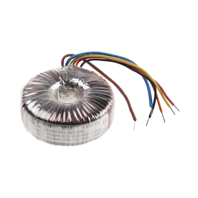 RS PRO 230 V ac 2 x 18 V ac Toroidal Transformer 2 Output 160 VA, UL 506, EN 61558 Class II, VDE0570 Class II 671-9016