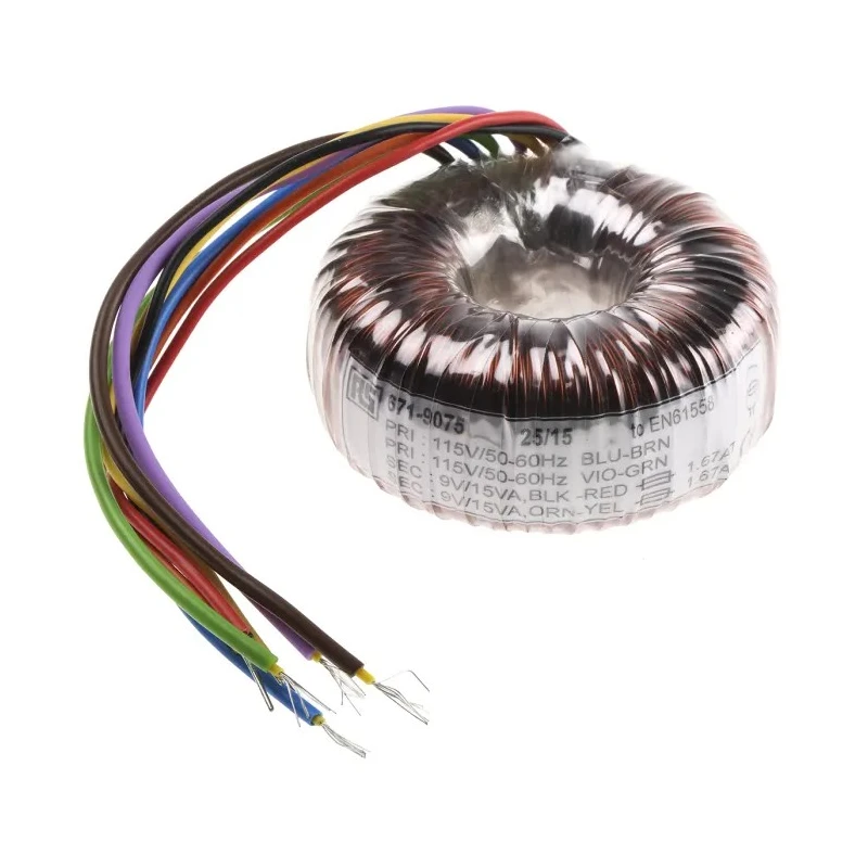 RS PRO Toroidal Transformer 115 V ac, 230 V ac Primary, 2 x 9 V ac Secondary, 2 Output, 30 VA, Non-Short-Circuit 671-9075