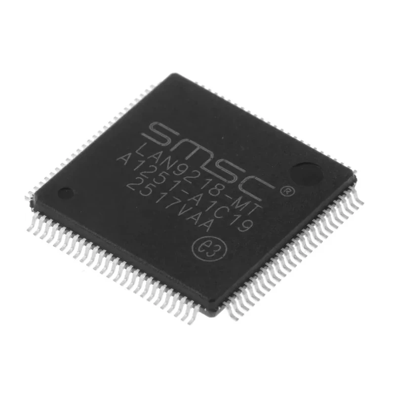 Microchip 100-Pin TQFP Ethernet Controller 3.3 V 100 Mbps Host Bus Full Duplex/Half Duplex LAN9218-MT