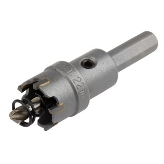 RS PRO Tungsten Carbide Tipped Hole Saw Drill Bit 22 mm Diameter with Ejector Spring and 10mm Shank 673-4712