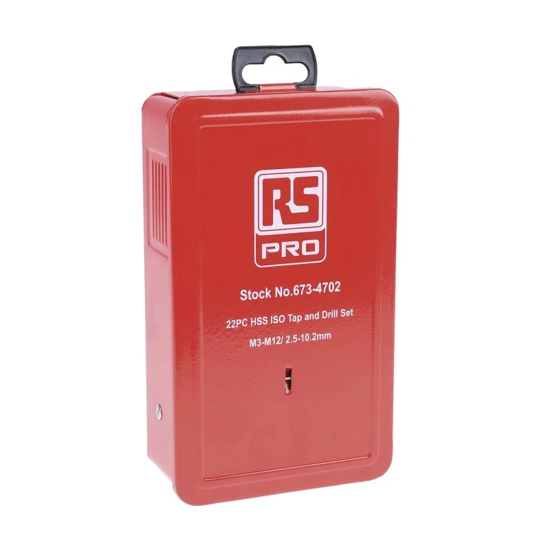 RS PRO Tap & Drill Set, M3 x M12 Thread Size, Metric Standard, HSS Material, Black Finish, Hand Tap, 22 Pieces 673-4702