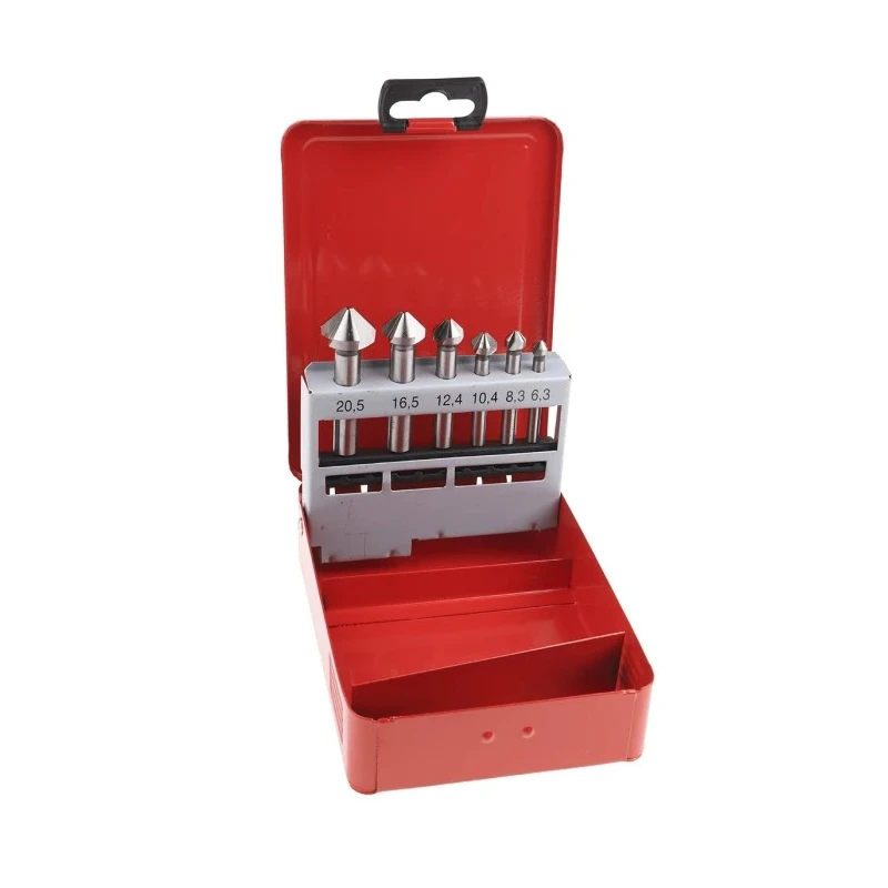 RS PRO High-Speed Steel Countersink Drill Bit Set, 3 Flutes, 90° Countersink Angle, 6 Piece Set 673-8697