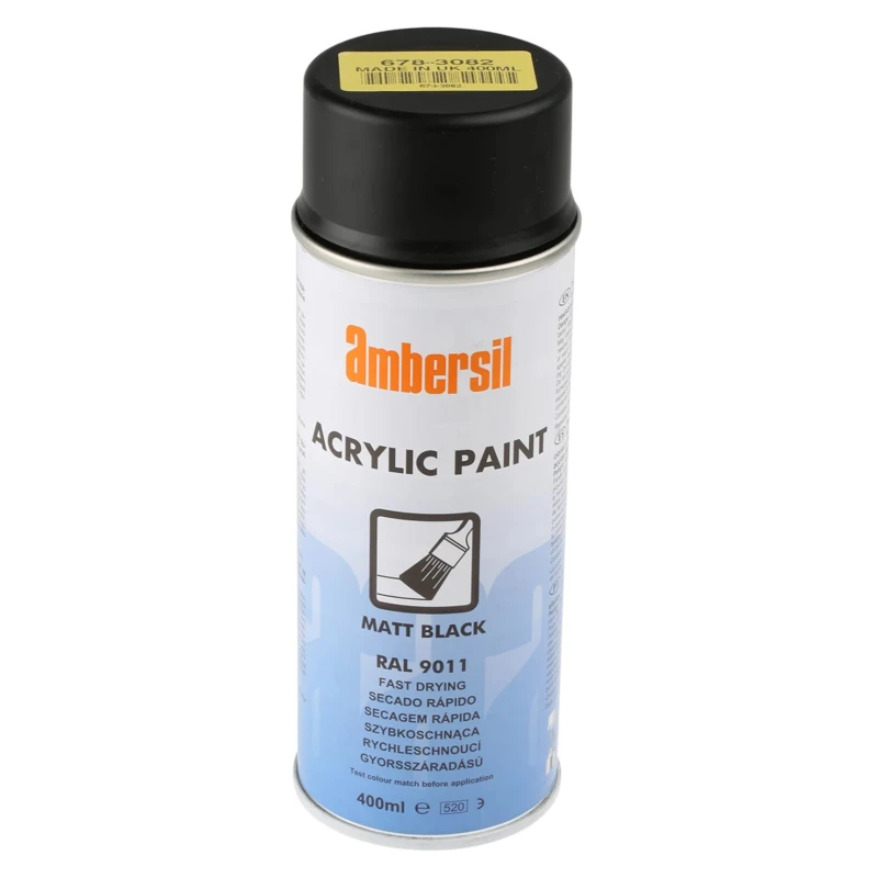 Ambersil Acrylic Matt Black Spray Paint 400 ml RAL 9011 31653-AA