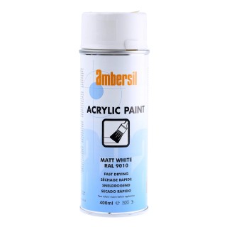 Ambersil Acrylic-Based White Matt Spray Paint 400 ml Can, White RAL 9010 Finish 31653-AB