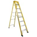 RS PRO Fibreglass Step Ladder 8 Rungs, 2.1m Platform Height, Aluminium Rungs, Fibreglass Stiles, Load Capacity 150kg 553-826