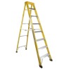 RS PRO Fibreglass Step Ladder 8 Rungs, 2.1m Platform Height, Aluminium Rungs, Fibreglass Stiles, Load Capacity 150kg 553-826