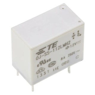 TE Connectivity DIN Rail Power Relay 12V dc Coil 8A Switching Current SPST OJ-SS-112LMH2,005