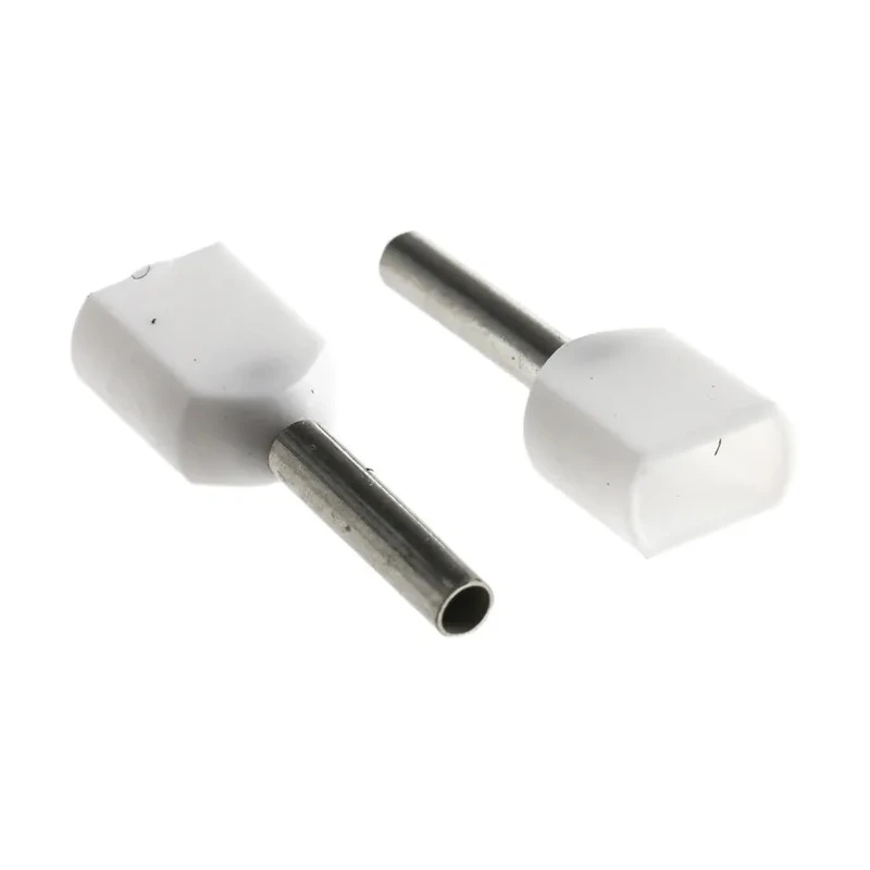 TE Connectivity Insulated Crimp Bootlace Ferrule, 8 mm Pin Length, 1.4 mm Pin Diameter, White, 20 AWG Wire Size 966144-1
