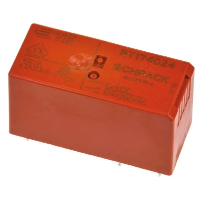 TE Connectivity RT174024 PCB Power Relay 24V dc Coil 10A Switching Current SPDT