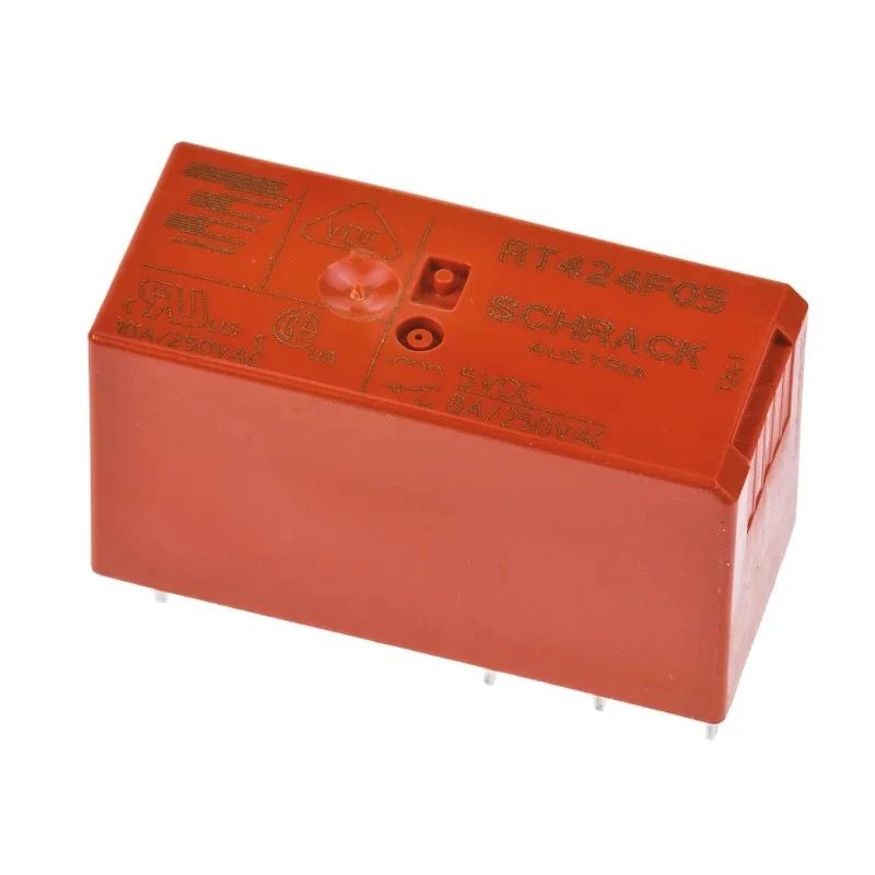 TE Connectivity PCB Power Relay 5V DC Coil 8A Switching Current Silver Alloy Contacts DPDT RT424F05
