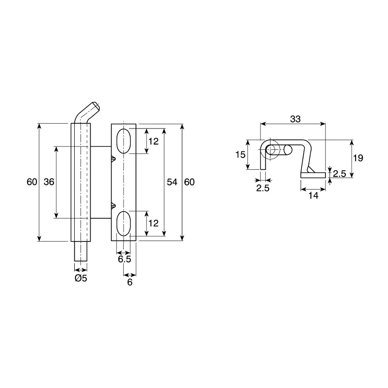 Steinbach & Vollman Steel Concealed Hinge with Fixed Pin 60 mm x 33 mm x 2.5 mm 825-821