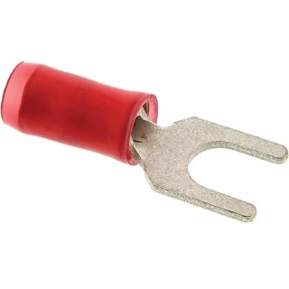 TE Connectivity Insulated Fork Terminal 22 AWG to 16 AWG M4 Stud Size Nylon Red 130517