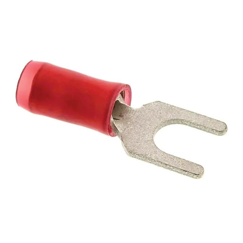 TE Connectivity Insulated Fork Terminal 22 AWG to 16 AWG M4 Stud Size Nylon Red 130517