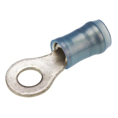 TE Connectivity PIDG Insulated Ring Terminal M4 Stud Size 16 AWG 14 AWG Wire Size, Nylon Insulation, Blue 320565
