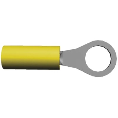 TE Connectivity PIDG Insulated Ring Terminal M2.5 Stud Size, 26 AWG to 22 AWG Wire Size, Nylon Insulation, Yellow 323914