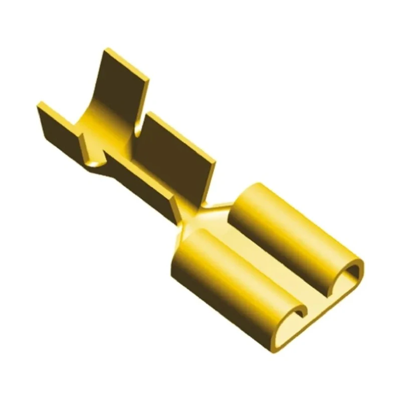 TE Connectivity FASTON .250 Yellow Uninsulated Female Spade Connector Crimp 6.35 x 0.81 mm Tab Size 1-160304-0