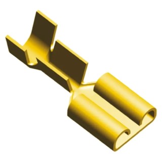 TE Connectivity FASTON 250 Yellow Uninsulated Female Spade Connector Crimp 6.35 x 0.81 mm Tab Size 1-160304-0