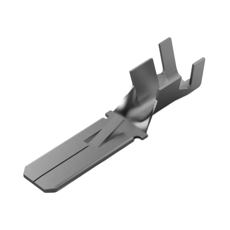 TE Connectivity Black Uninsulated Male Spade Connector, Crimp, 6.35 x 0.81 mm Tab Size, 11 AWG to 9 AWG 180409-2