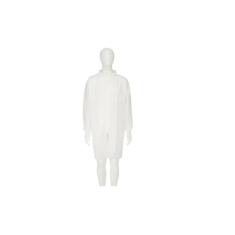 3M White Unisex Disposable Visitor Coat Polypropylene Material Zipper Closure Size S 4400WS