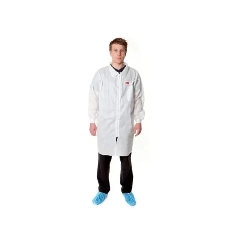 3M White Unisex Disposable Visitor Coat Polypropylene Material Zipper Closure Size S 4400WS