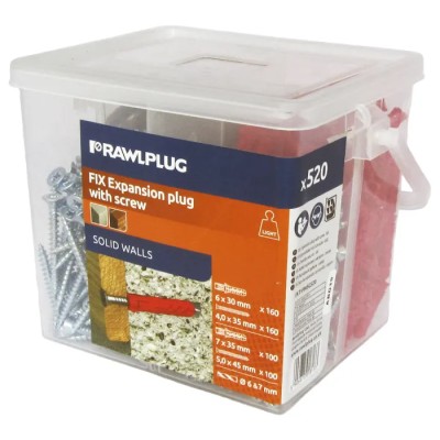 RawlPlug FIX Expansion Brown Red Nylon Steel Wall Plug 28 mm Length FKT-FMSC520