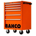 Bahco 6 Drawer Wheeled Tool Trolley Solid Steel Orange 763mm x 501mm x 956mm 1475K6