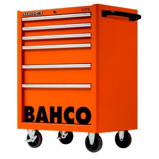 Bahco 6 Drawer Wheeled Tool Trolley Solid Steel Orange 763mm x 501mm x 956mm 1475K6