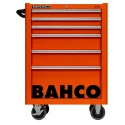 Bahco 6 Drawer Wheeled Tool Trolley Solid Steel Orange 763mm x 501mm x 956mm 1475K6