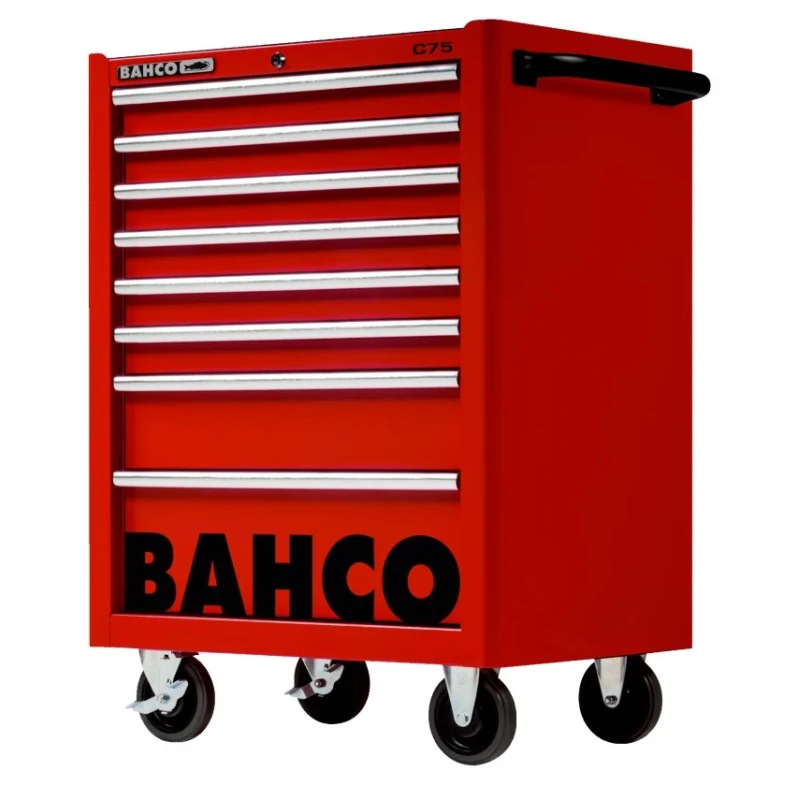 Bahco 8 Drawer Wheeled Solid Steel Tool Trolley Orange, 600kg Load Capacity 1475K8