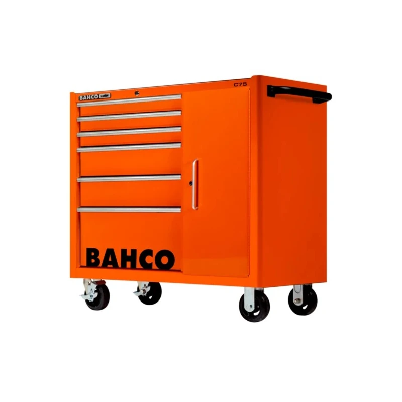 Bahco 6 Drawer Wheeled Tool Trolley Solid Steel Load Capacity 1100kg Orange 1475KXL6C