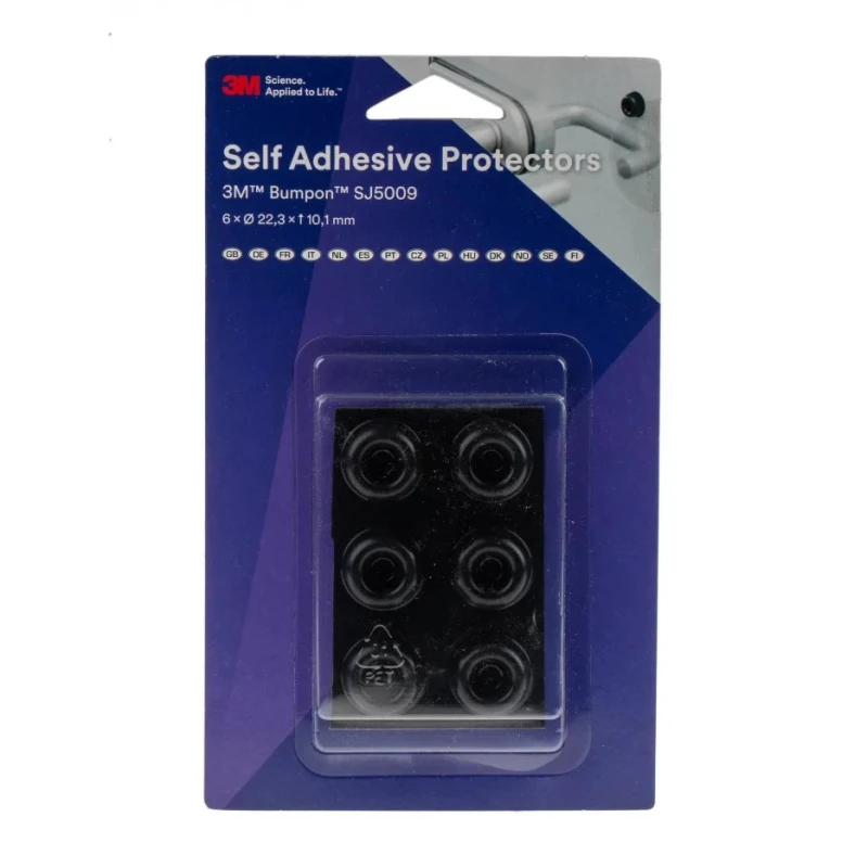 3M Cylindrical Polyurethane (Urethane) Resilient Elastomer Self-Adhesive Feet 15.9 mm Diameter 22.3 mm Width SJ5009