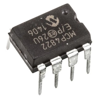 Microchip Digital to Analogue Converter 12 Bit, 2-Channel, SPI Microwire Interface, 8-Pin PDIP MCP4822-E/P