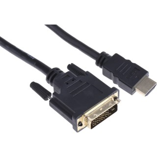 RS PRO 1 m 4K HDMI Cable Male DVI-D Single Link to Male DVI Black 182-8878