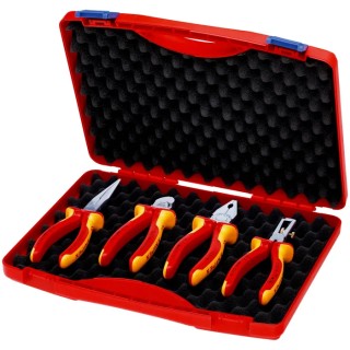 Knipex 4-Piece Insulated Plier Set VDE Certified, 1000 V Rated, Combination, Cutters, Half Round Nose, Long Nose 00 20 15
