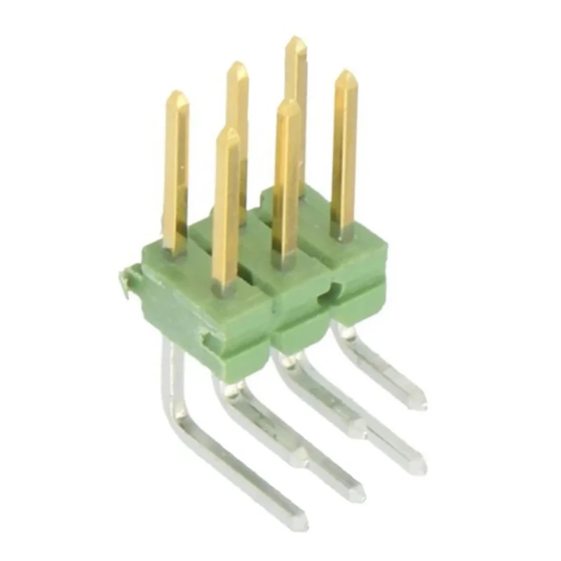 TE Connectivity AMPMODU MOD II Series Right Angle Through Hole Pin Header, 6 Contacts, 2.54 mm Pitch, 2 Rows, Brass 825457-3