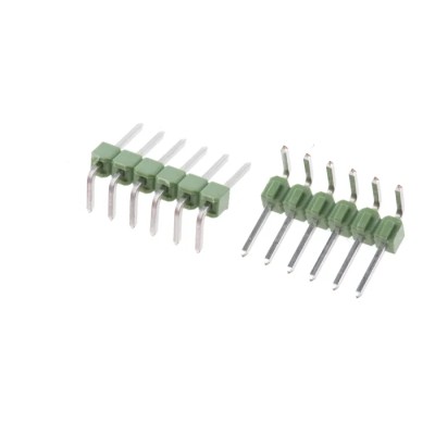 TE Connectivity AMPMODU MOD II Series Right Angle Through Hole Pin Header 6 Contacts 2.54mm Pitch 1 Row 826947-6