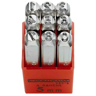 Facom 6 mm Character Height 9 Piece Carbon Steel Engraving Punch Set 293A.6