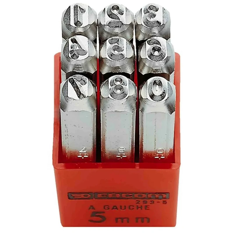 Facom 6 mm Character Height 9 Piece Carbon Steel Engraving Punch Set 293A.6