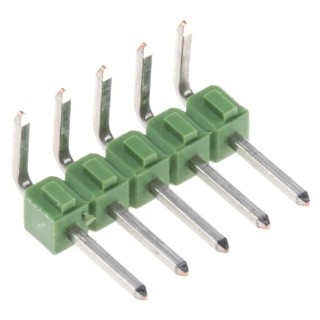 TE Connectivity AMPMODU MOD II Series Right Angle Through Hole Pin Header 5 Contacts 2.54 mm Pitch 1 Row 3A 750V 826949-5