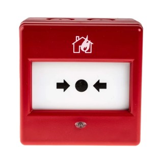 Eaton Red Break Glass Call Point, Break Glass Operated Outdoor Resettable IP66 IP24D 87x87x53mm 4990047FULL-0457X